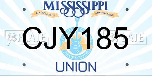 CJY185 Mississippi License Plate