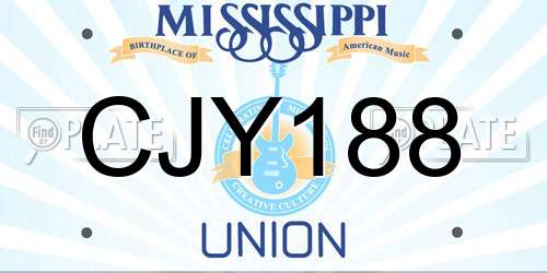 CJY188 Mississippi License Plate