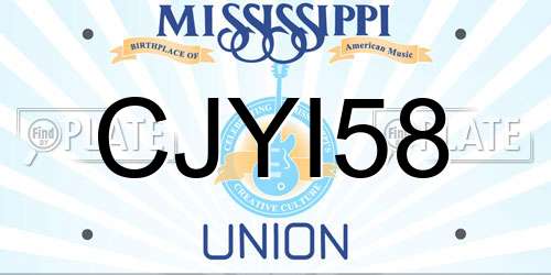 CJYI58 Mississippi License Plate