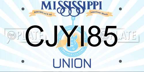CJYI85 Mississippi License Plate
