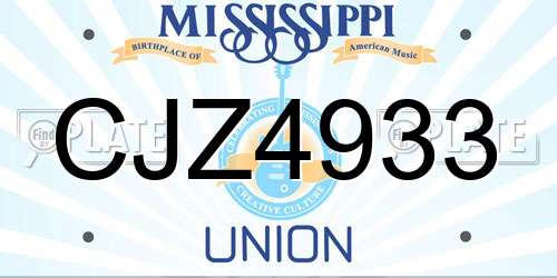 CJZ4933 Mississippi License Plate