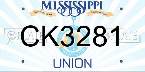 CK3281 Mississippi License Plate
