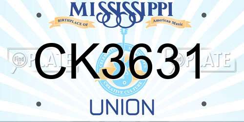CK3631 Mississippi License Plate
