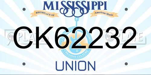 CK62232 Mississippi License Plate