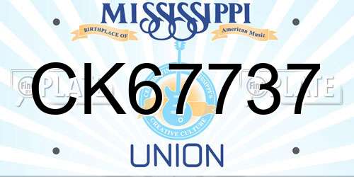 CK67737 Mississippi License Plate