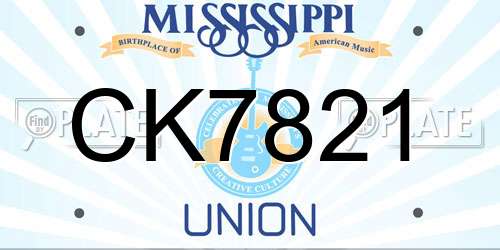 CK7821 Mississippi License Plate