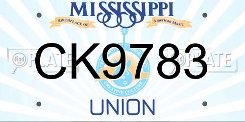 CK9783 Mississippi License Plate