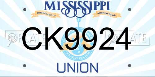 CK9924 Mississippi License Plate