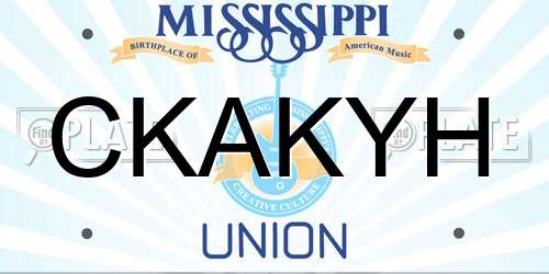 CKAKYH Mississippi License Plate