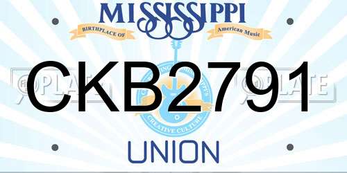 CKB2791 Mississippi License Plate