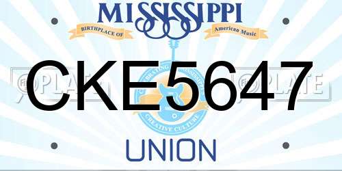CKE5647 Mississippi License Plate