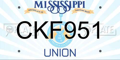 CKF951 Mississippi License Plate