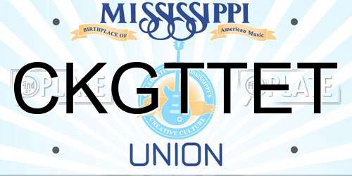 CKGTTET Mississippi License Plate