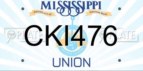 CKI476 Mississippi License Plate