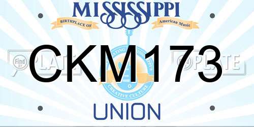 CKM173 Mississippi License Plate