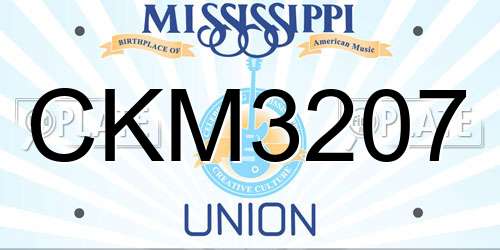 CKM3207 Mississippi License Plate