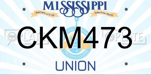 CKM473 Mississippi License Plate