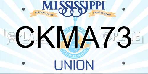 CKMA73 Mississippi License Plate