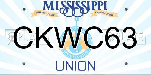 CKWC63 Mississippi License Plate