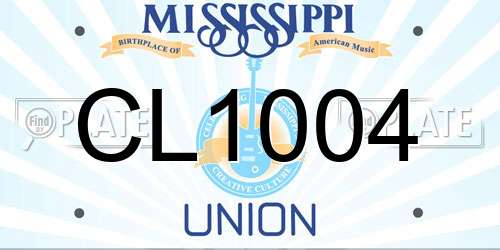 CL1004 Mississippi License Plate