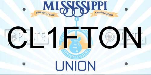 CL1FTON Mississippi License Plate