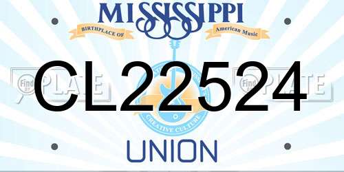 CL22524 Mississippi License Plate