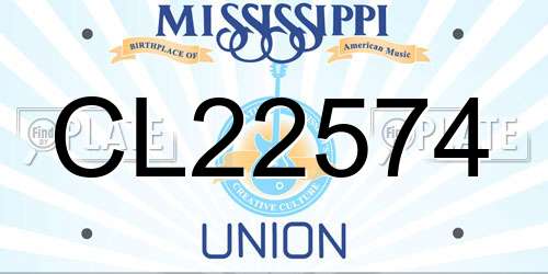 CL22574 Mississippi License Plate
