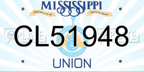 CL51948 Mississippi License Plate