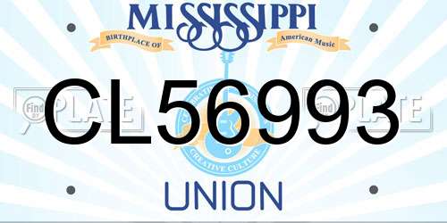 CL56993 Mississippi License Plate