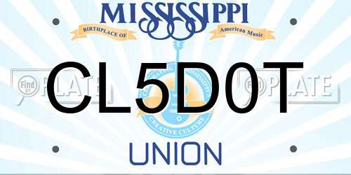 CL5D0T Mississippi License Plate