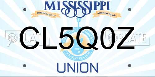CL5Q0Z Mississippi License Plate