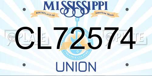 CL72574 Mississippi License Plate