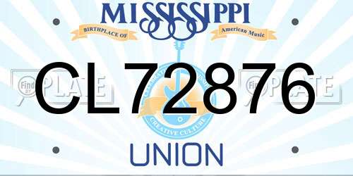 CL72876 Mississippi License Plate