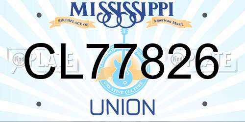 CL77826 Mississippi License Plate