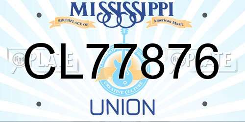 CL77876 Mississippi License Plate