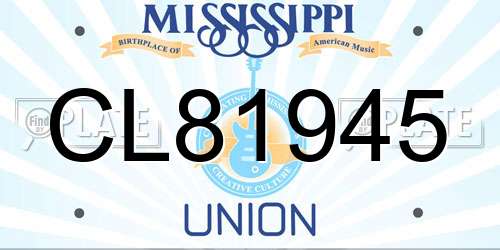 CL81945 Mississippi License Plate