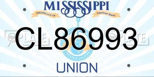 CL86993 Mississippi License Plate