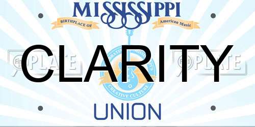 CLARITY Mississippi License Plate