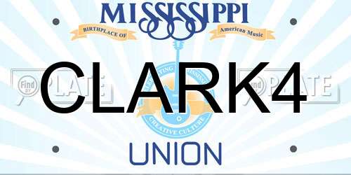 CLARK4 Mississippi License Plate