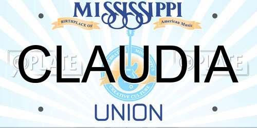CLAUDIA Mississippi License Plate