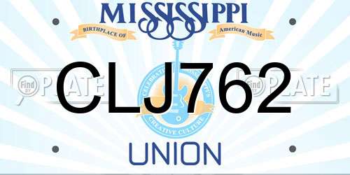 CLJ762 Mississippi License Plate