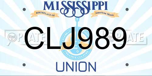 CLJ989 Mississippi License Plate