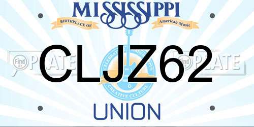 CLJZ62 Mississippi License Plate