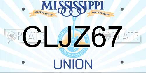 CLJZ67 Mississippi License Plate