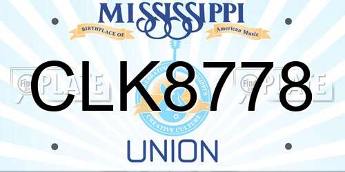 CLK8778 Mississippi License Plate
