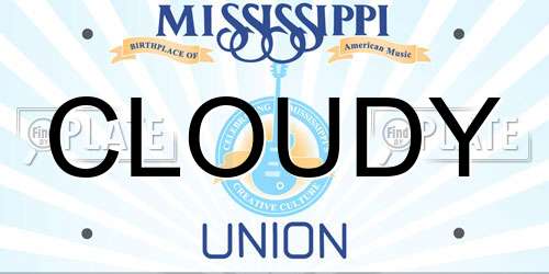 CLOUDY Mississippi License Plate