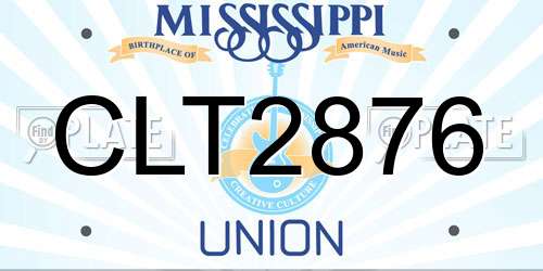 CLT2876 Mississippi License Plate
