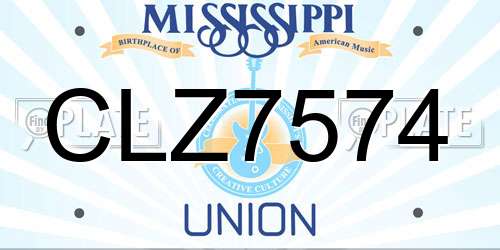 CLZ7574 Mississippi License Plate