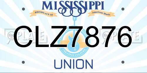 CLZ7876 Mississippi License Plate