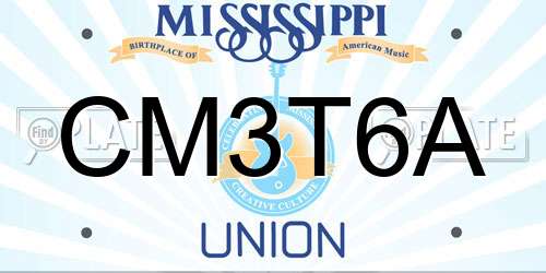 CM3T6A Mississippi License Plate